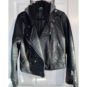 Fashion Nova Faux Leather Jacket w/hoodie